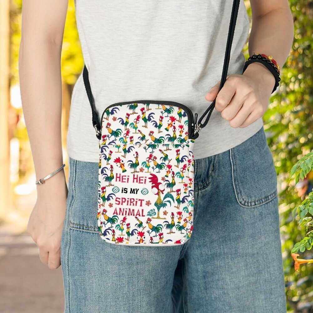 Hei Chicken Crossbody Bag Kanvas Unisex Tote Cartoon Gift for Chicken Lovers